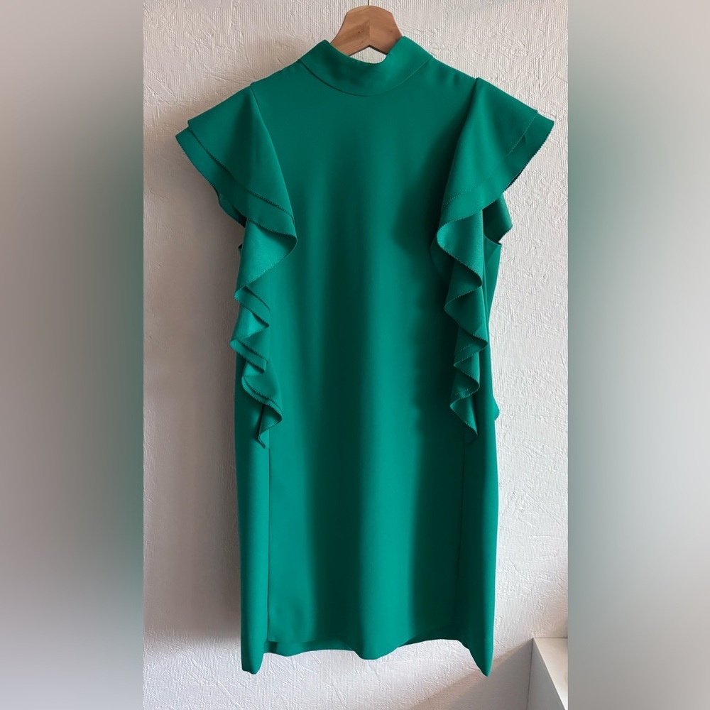 Kate Spade Teal Turquoise Flutter Sleeveless Ruffle Mini Dress - Picture 8 of 12